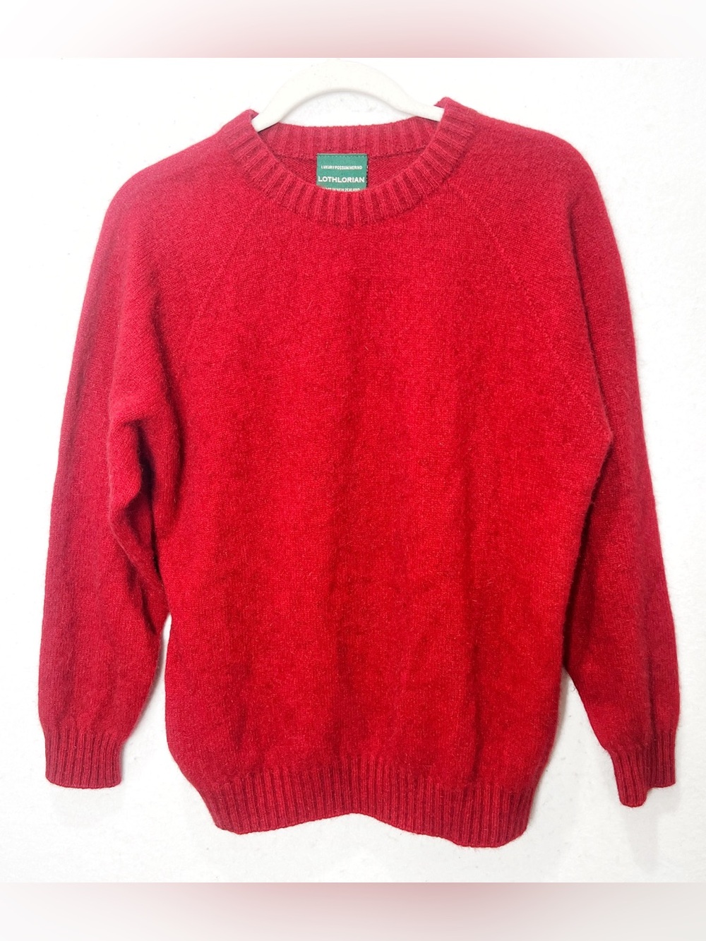 Lothlorian Possum Merino Wool Crewneck Sweater Heathered Red New Zealand Medium